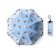 Blue umbrella with plaid pattern and multiple Siamese cat portraits, includes matching pouch.